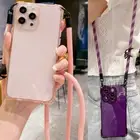 For iPhone 16 15 14 13 12 Pro 11 Crossbody Lanyard Shockproof Soft Case Cover