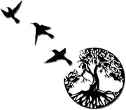AOOLVY Metal Wall Art Tree of Life, Unique Tree of Life and Birds of Peace Metal Wall Decor Home Decor Wall Plaques for Living Room Bedroom Decor Garden Office Decoration (Black, 15 inch)