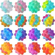 16 PCS Pop Fidget Toys It Popper Ball, 3D Squeeze Toys Pop Ball It Fidgets Toy Party Favors for Kids Sensory Toys Stress Balls for Kids Toddlers Adults Over 3 Months