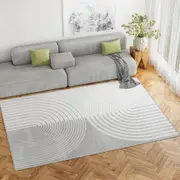 Cyril Floor Rug 200x290cm Faux Rabbit Fur Style - White & Grey