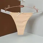 [FARZAH] Women Panties Female Underwear 3PCS/Set Silver Thin Belt Bowknot Panties Soft Low-Waisted Bow Women's Briefs Underpants Underwear Cotton Thong Lingerie(Apricot 1pc,M)