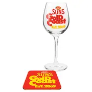 Gold Coast Suns AFL Wine Glass And Coaster Set