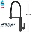 Pull Down Square Kitchen Laundry Mixer Tap Swivel Spout PVC Hose Matt Black WELS