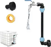 3/4 Inch IBC Tank Gooseneck Outlet Tap, IBC Connection Set Tandem Fittings with Adapter Cover, Brass Tap Connector Accessories for Rainwater Tank, Rain Barrel, Water Barrel, Garden Outlet Hose