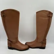 NWB Sam Edelman MIKALA Whiskey Leather Round Toe Knee High Riding Boots, 5.5M