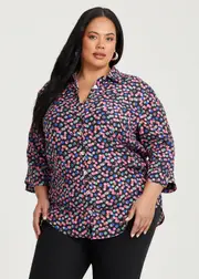 [Taking Shape] Taking Shape Natural Shirt Size 16 in Spot Print, Viscose - Plus Size Women's Clothing Spot Print