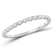 14k White Gold Round Diamond Single Row Stackable Band Ring 1/6 Cttw