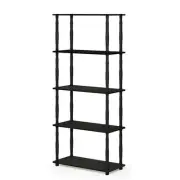 Furinno Turn-N-Tube Wood 5-Tier Shelf Display Rack w/ Classic Tubes in Espresso