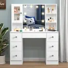White Dressing Table LED Mirror Set Vanity Makeup Desk Organizer with Drawers