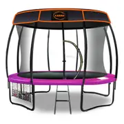 Kahuna 12ft Trampoline Free Safety Net Spring Pad Roof Mat Ladder - Pink