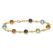 9kt Yellow Gold Silver Infused Multi Coloured Stones Bracelet