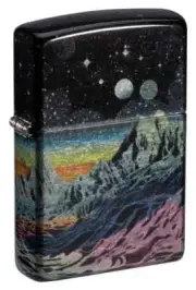 Zippo 46432, Outer-Space Landscape Design, 540 Fusion Tumbled Chrome Lighter