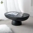BARDOT BEAUTIFUL OVAL CEMENT COFFEE TABLE BLACK 92CM