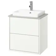 HAVBÄCK / ORRSJÖN wash-stnd w drawers/wash-basin/tap, white/grey stone effect, 62x49x71 cm