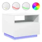 RGB LED Lights Coffee Table Modern Sofa Lounge Side Storage Drawers White 50cm