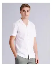 [Blaq] Hugo Embroidered Relaxed Fit Short Sleeve Shirt in White