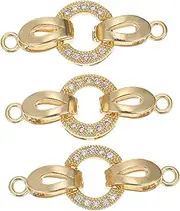 ULDIGI Filled Zircon Bracelet Clasp Jewelry Pendant Clasp DIY Jewelry Kit Round Closures
