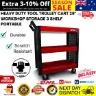 Heavy Duty Tool Trolley Cart 29" Workshop Storage 3 Shelf Portable