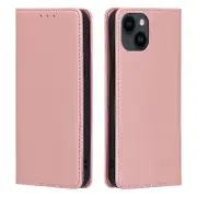 Leather Phone Case for iPhone 15 Plus Calf Texture Wallet Stand Shockproof Cover