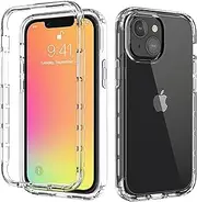 for iPhone 13 mini Clear Case, Soft TPU Dustproof Shockproof 360° Full-Body Cover Built-in PC Hybrid Bumper Frame, Without Built-in Screen Protector, Crystal