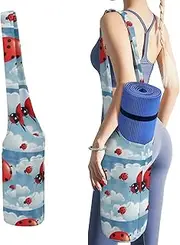 JKLQWH Ladybug And Cloud Printed Yoga Mat Bag Long Tote with Pockets for Your Yoga Accessories Exercise Yoga Mat Carrier Holder Multi-Functional Storage Bag Holds Most Pilates Mats