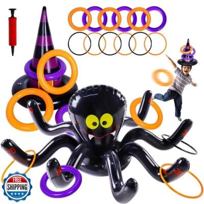 Max Fun Halloween Ring Toss Games Inflatable Spiders Ring Toss Witch’s Hat To