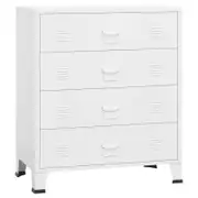 vidaXL Industrial Drawer Cabinet White Metal Storage Cupboard Home Sideboard