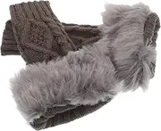 [DEARMAMY] Wool Sleeves Wrist for Sweater Warm Wrist Black Gloves with Fur Wrist for Coat Arm Warmers Women Women's Winter Coats Wrist Short Cuff Acrylic Dark Grey