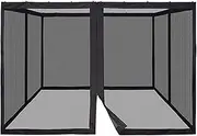 Gazebo Universal Replacement Mosquito Netting,4 Panel Sidewall Outdoor Gazebo Canopy Mesh Netting Screen with Zippers for Outdoor Garden Patio,Only Mosquito Net(Black,300x360x220cm)