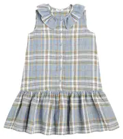 [Il Gufo] Il Gufo Checked linen dress Y 8 blue