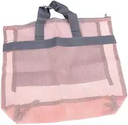 [WOFASHPURET] Portable Mesh Beach Bag Large Size Washing Storage Women's Essential Picnic Tote Zipper