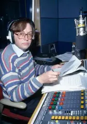 Former Politician David Mellor preparing for his 606 phone-in show- Old Photo