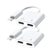 iPhone Headphones Adapter 2 in 1 Dual Lightning Charge Cable Aux Adapter