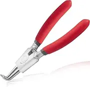 LEONTOOL External Circlip Pliers with Bent Jaw 4.5-Inch Snap Ring Plier Lock Ring Pliers Retaining Ring Plier for Ring Remover Retaining and Remove Hoses Precision Hand Tool