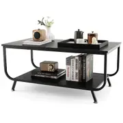 Giantex Modern Faux Marble Top Coffee Table w/ Metal Frame 2-Tier Rectangular Living Room Table Sofa Side Table Accent Table