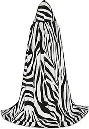 VPPUR Zebra Print Print Unisex Hooded Cloak For Carnival Theme Party Decorations Witch Costume Cosplay