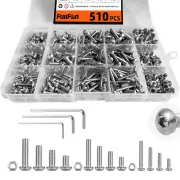 510PCS M3 M4 M5 Button Head Socket Cap Screw Bolts Nuts Assortment Kit, 304 Stai