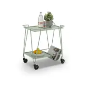 Kian Sage Green Steel Bar Cart Drink Trolley