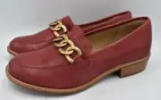Sofft Womens Size 8.5 Nevara Tango Red Leather Slip On Loafers Shoes