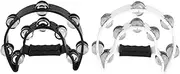 Aswalling 2Pack 10 Inch Double Row Tambourine for Adult,Half Moon Musical Tambourine 20 Metal Jingles Hand Held Percussion Drum