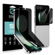 ZUSLAB Privacy Screen Protector for Samsung Galaxy Z Flip 6, Internal Anti-Spy Film + Outer Privacy Glass Screen Protector Case-Friendly