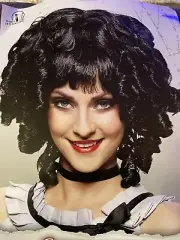Marie Antionette, Black Wig, Ghost Doll, Bangs, Fringe, Curls,, Baby Jane, Goth