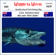 480lb Stainless Steel Wire 2.5m Shark rig & Bite Zone, 16/0 circle hook