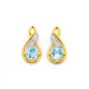 9ct Diamond & Aquamarine Earrings in Blue