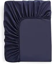 [BoNene] Queen Sheets Modern Simple Style Solid Solor Bed Sheet Fitted Sheet Elastic Band Fixed Antifouling Anti-Crease Portable Sheets Cover for Bed Queen Sheet Set (Color : Dark Blue, Size : Spain)