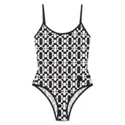 [Moncler] Moncler Geometric-print Swimsuit M BLACK/NEUTRALS