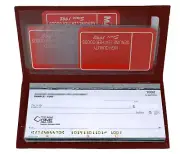 Brown Cowhide Leather Checkbook Cover Simple Card Wallet Men Women