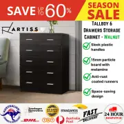 105cm Cabinet 6 Chest of Drawers Table Tallboy Dresser Bedroom Storage Walnut