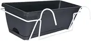 Perfk Balcony Hanging Planter Flower Pot Porches Multifunctional Outdoor Rectangle Container Windowsills Railing Planter Plant Box, Gray
