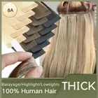 Brazilian Tape in Glue Stick Weft 100% Human Remy Hair Extensions Balayage Ombre